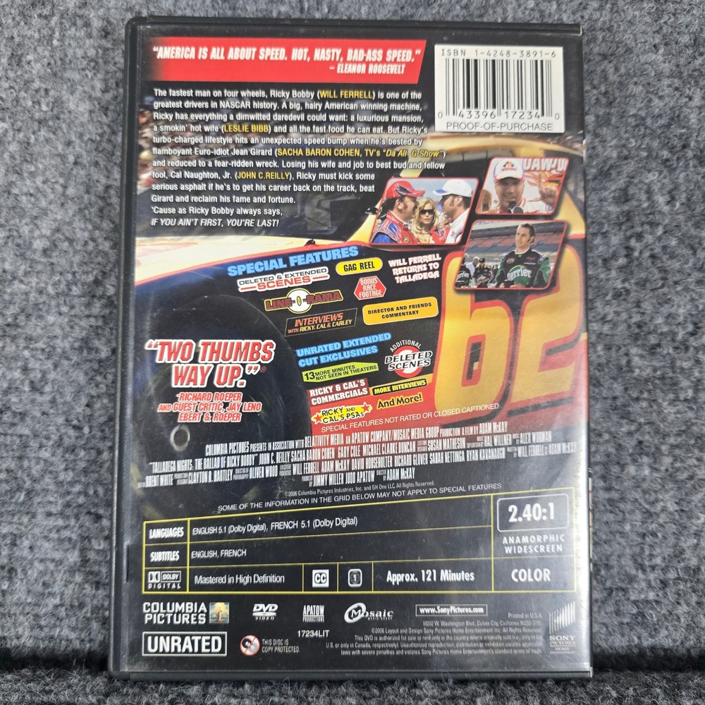 Talladega Nights The Ballad of Ricky Bobby Unrated and Uncut DVD Will Ferrell - Picture 2 of 4